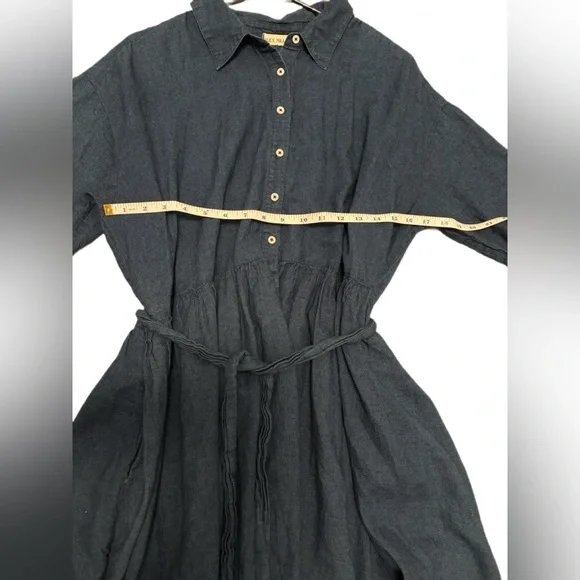 Alex Mill Indigo Linen Shirt Dress Long Sleeve Belted Button Front Size M - Picture 3 of 7